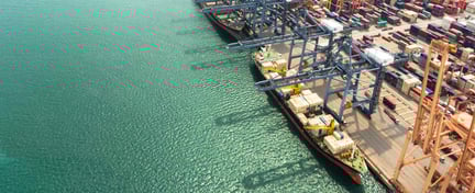 Port, cranes and ship