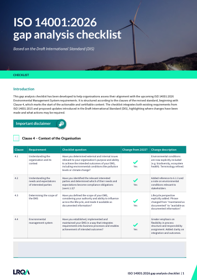 ISO 14001:2026 checklist cover image
