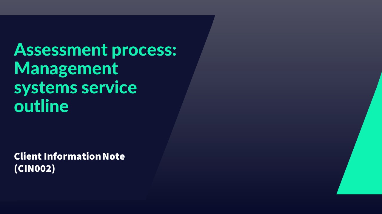 CIN002 - &nbsp;Assessment Process&nbsp; Management Systems service outline
